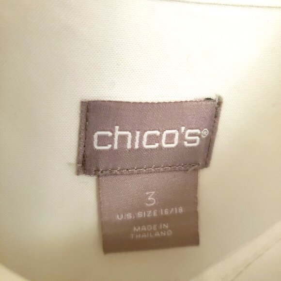 Chicos' 100% Cotton Black Trimmed Jeweled Button Up Shirt Tunic Size L EUC - Picture 10 of 11